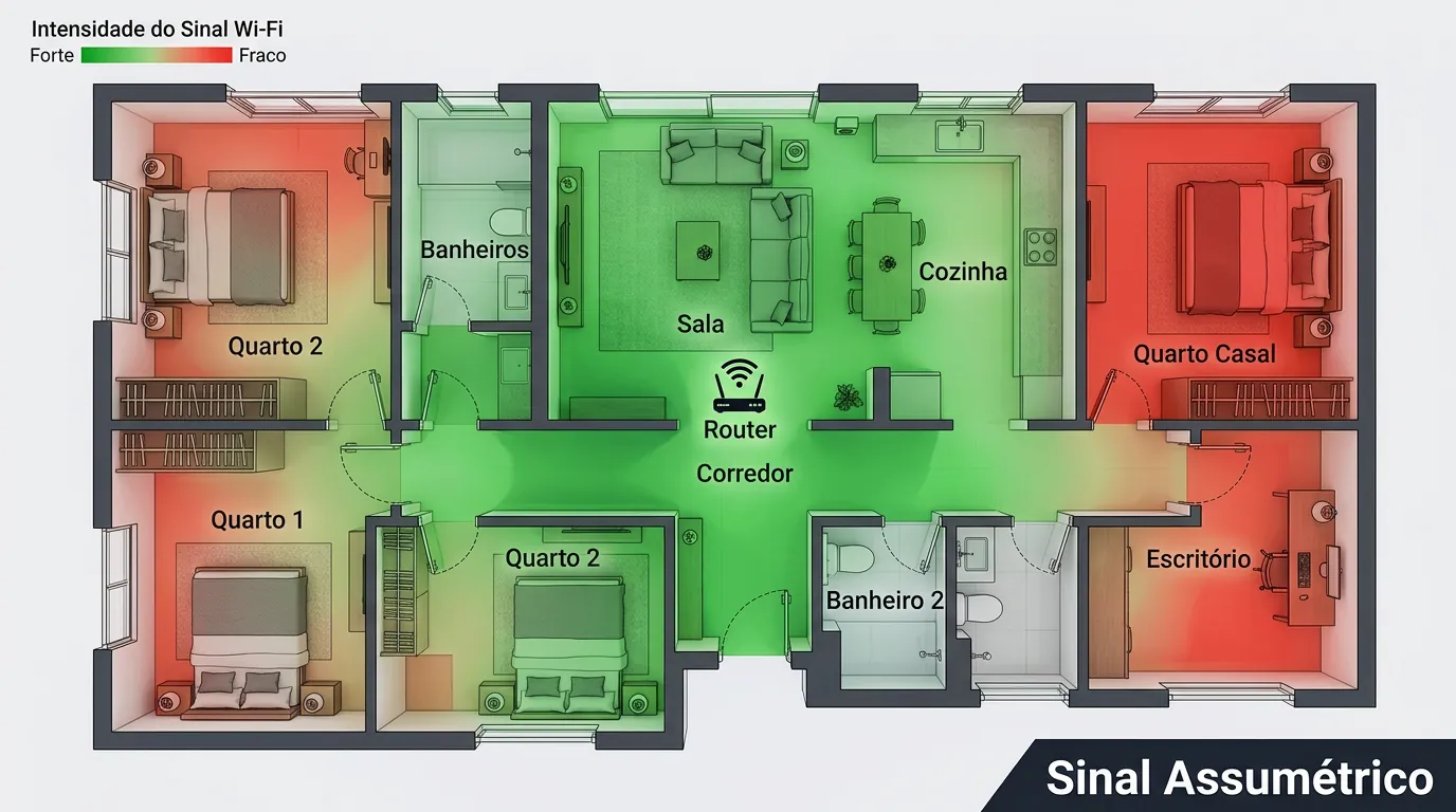 Mapa de calor de sinal Wi-Fi residencial