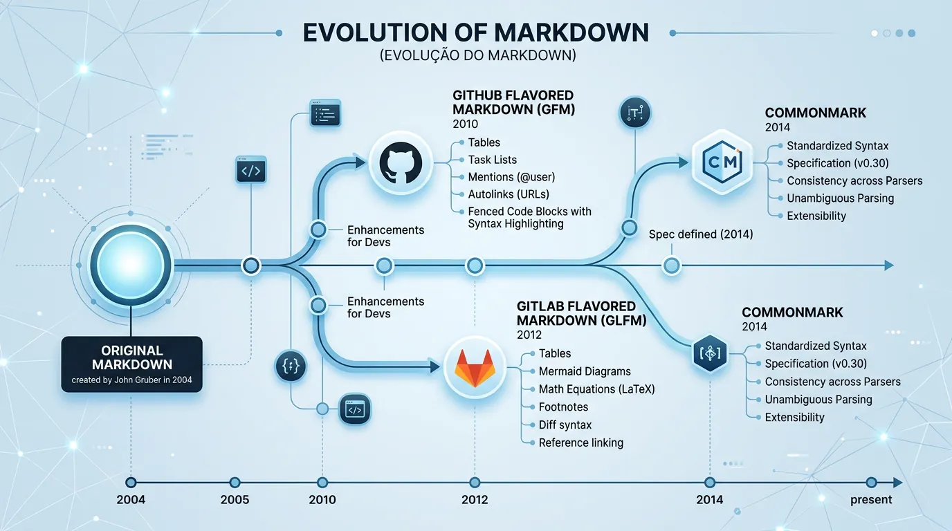 Diagrama de ramificações dos sabores de Markdown