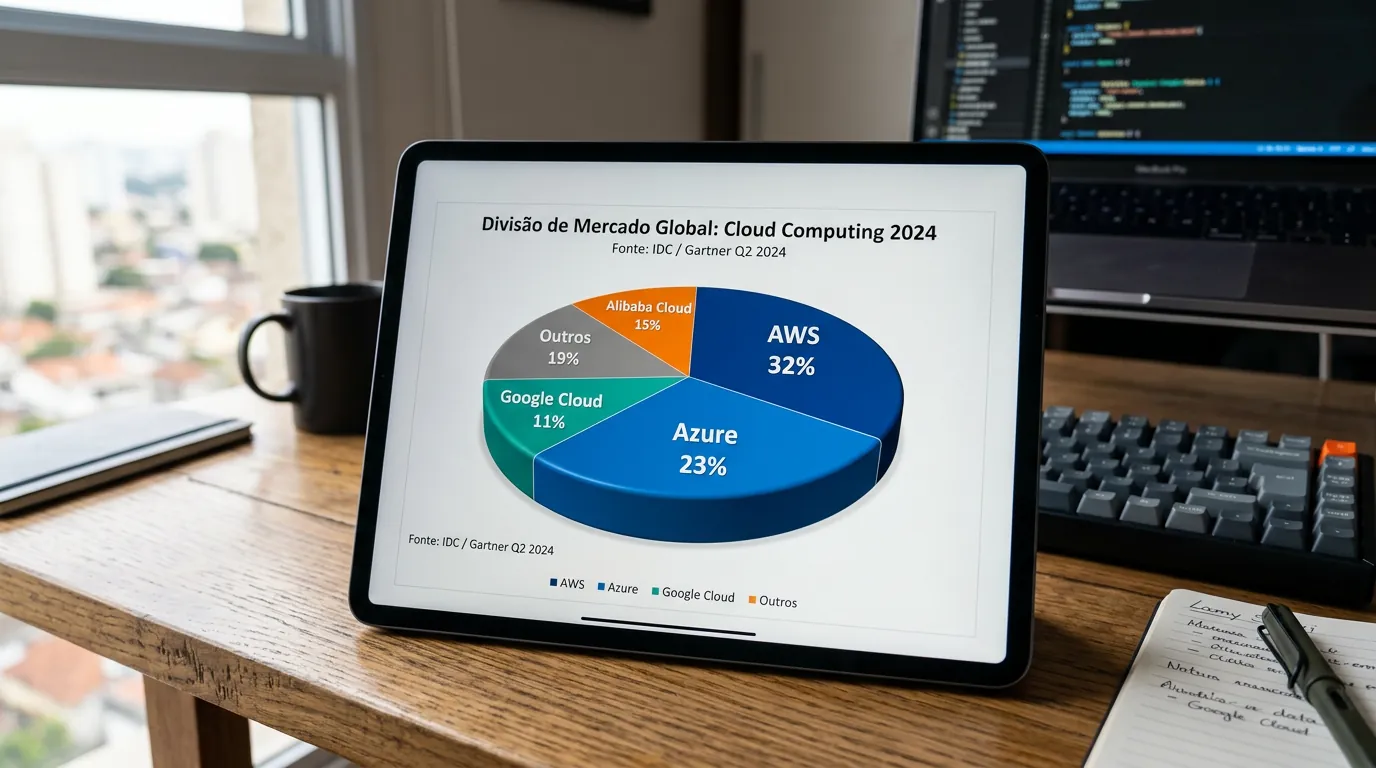 Gráfico de market share de provedores de nuvem