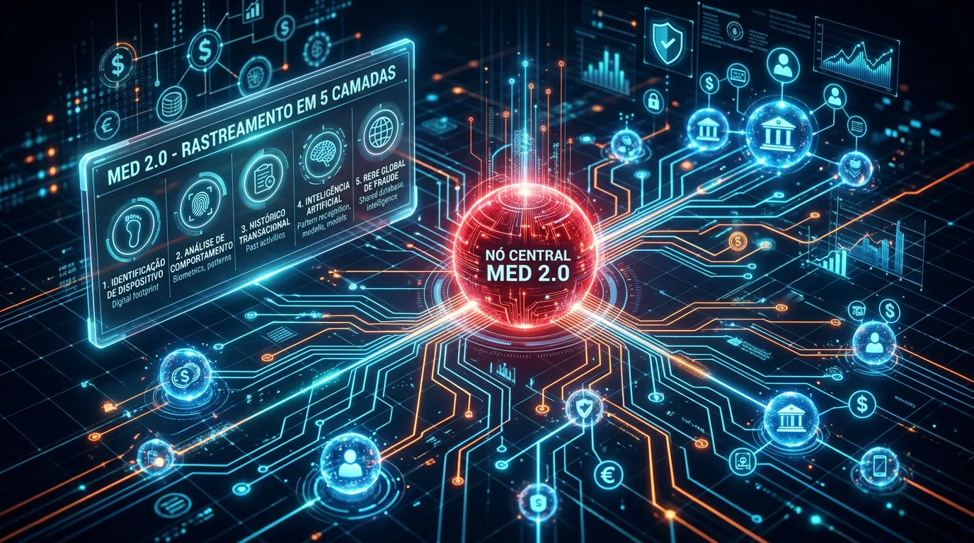 Representação visual do rastreamento em grafos de cinco camadas do MED 2.0 no Pix