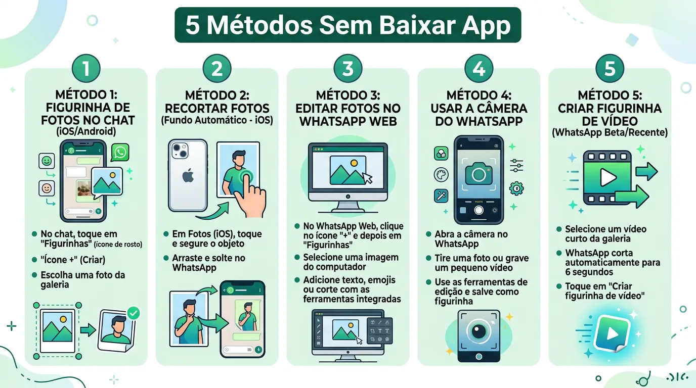 Comparativo de métodos para criar figurinhas no WhatsApp sem aplicativos