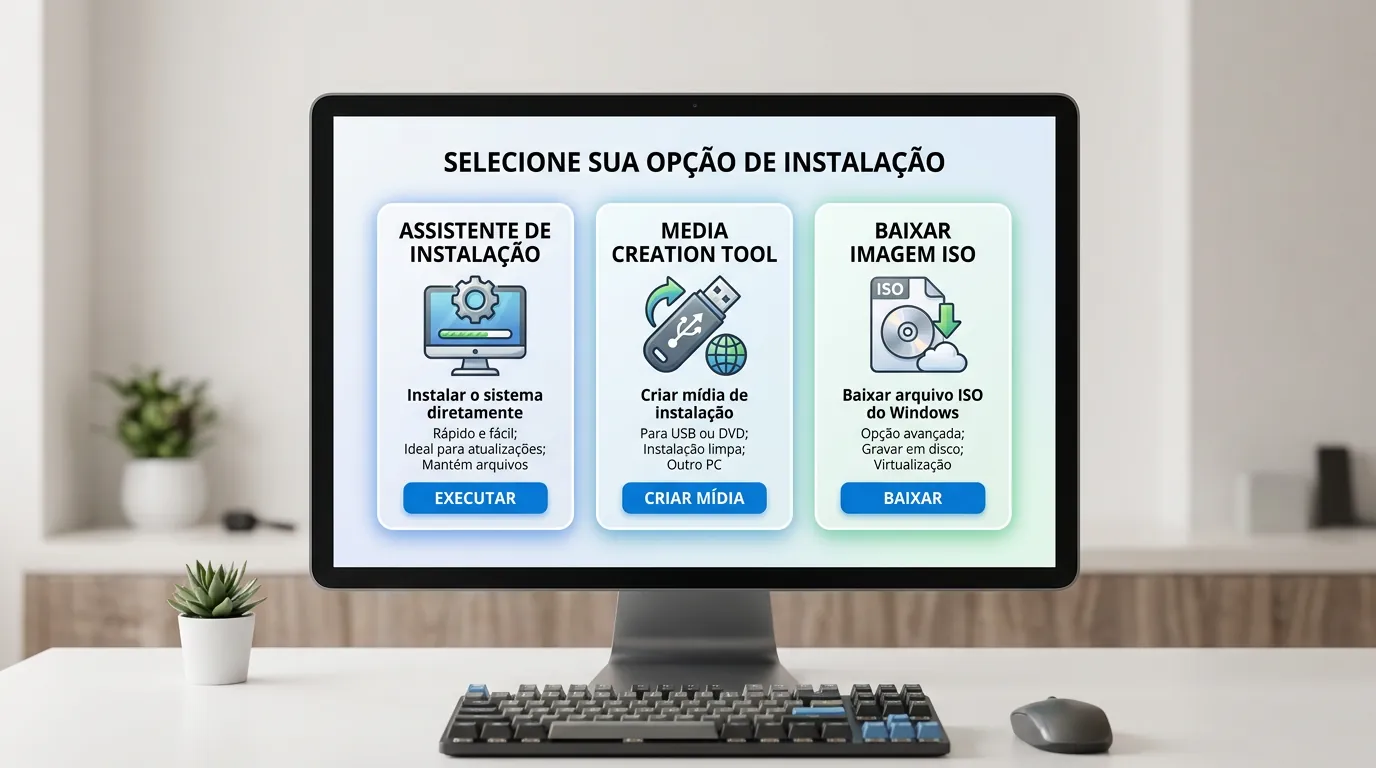 Comparativo entre ISO, Pendrive e Media Creation Tool no Windows 11