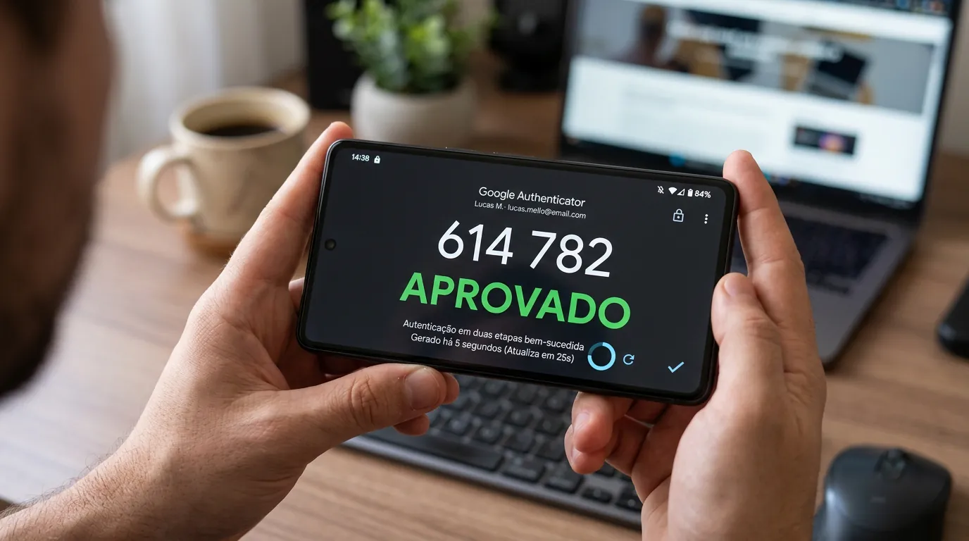Tela de celular com aplicativo de Autenticação Multifator MFA