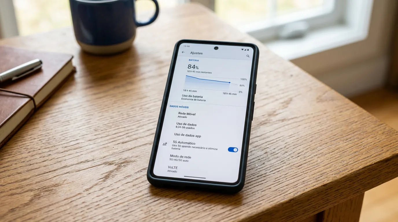 Configuração do modo 5G Automático para economizar bateria e estabilizar sinal