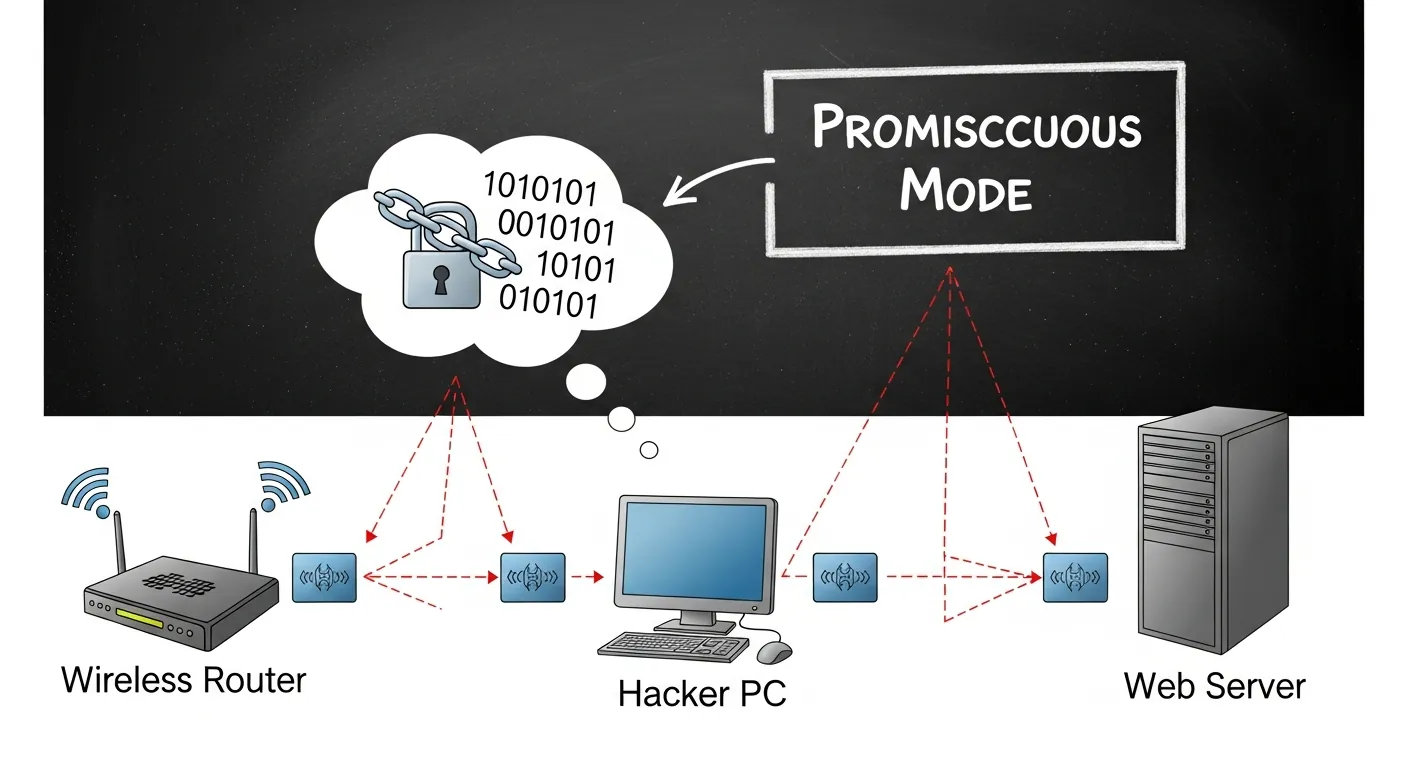 Diagrama de captura de pacotes em modo promíscuo