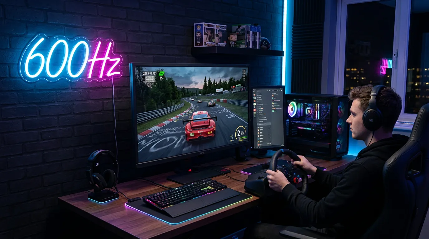 Monitor gamer 600Hz sem desfoque de movimento