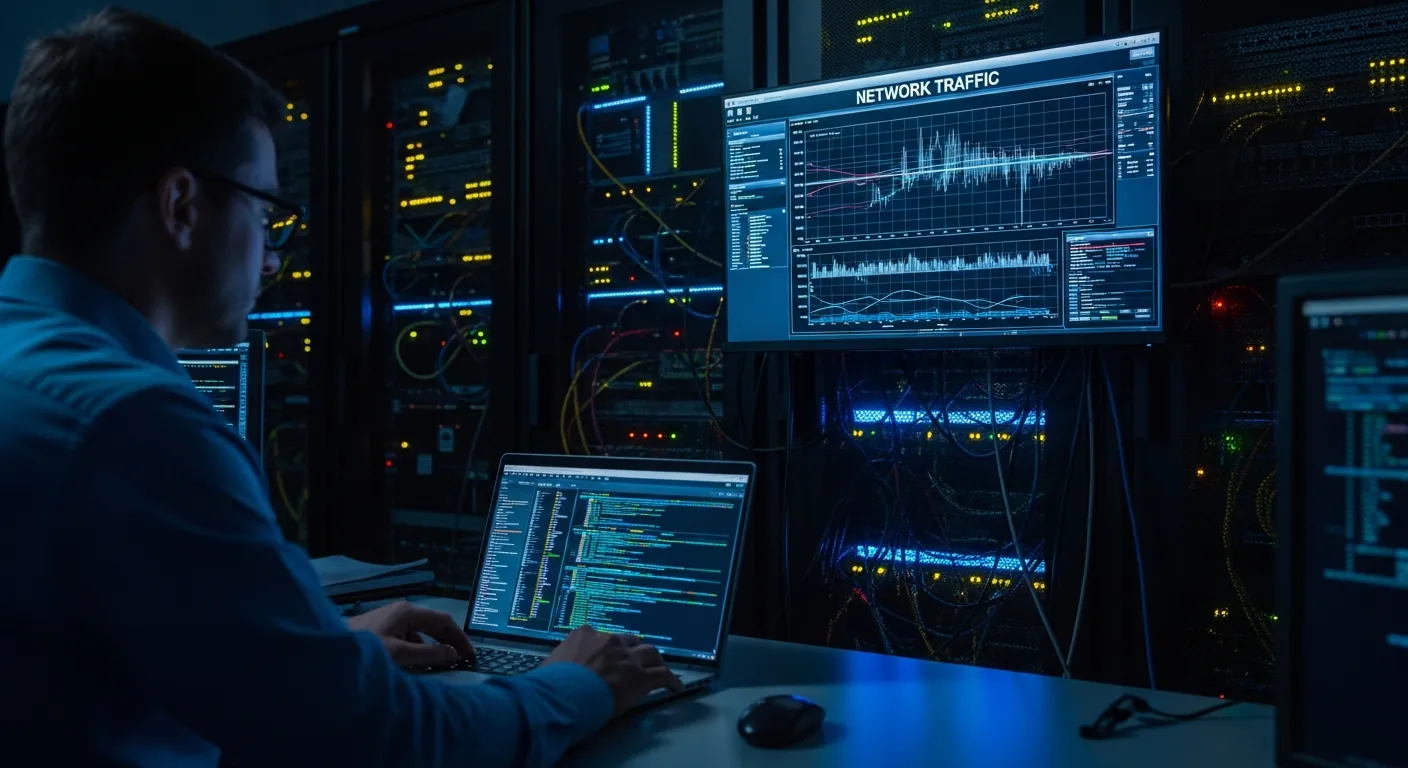 Engenheiro de redes monitorando tráfego multicast