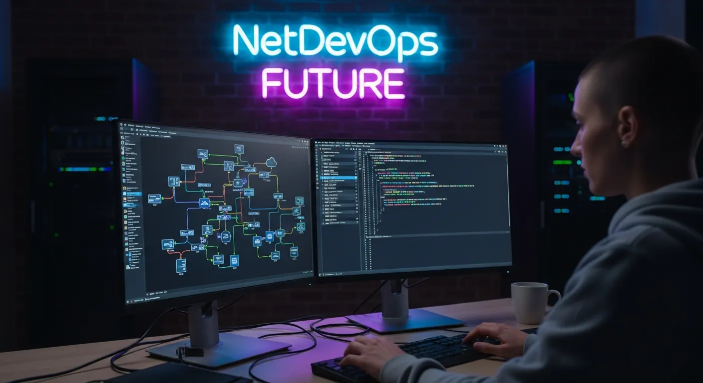 Engenheiro de NetDevOps programando automação de redes