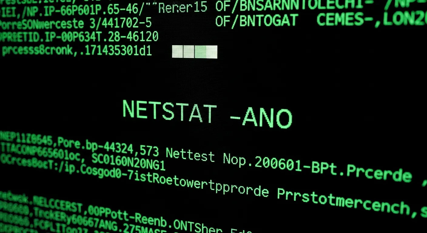 Terminal mostrando comando netstat