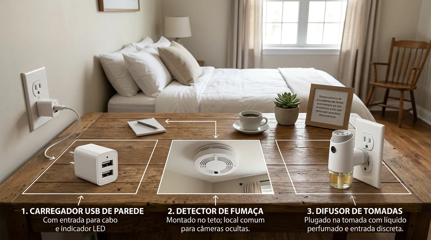 Objetos comuns que escondem microcâmeras em Airbnb e hotéis