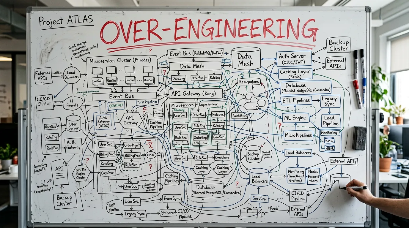 Diagrama mostrando superengenharia de software