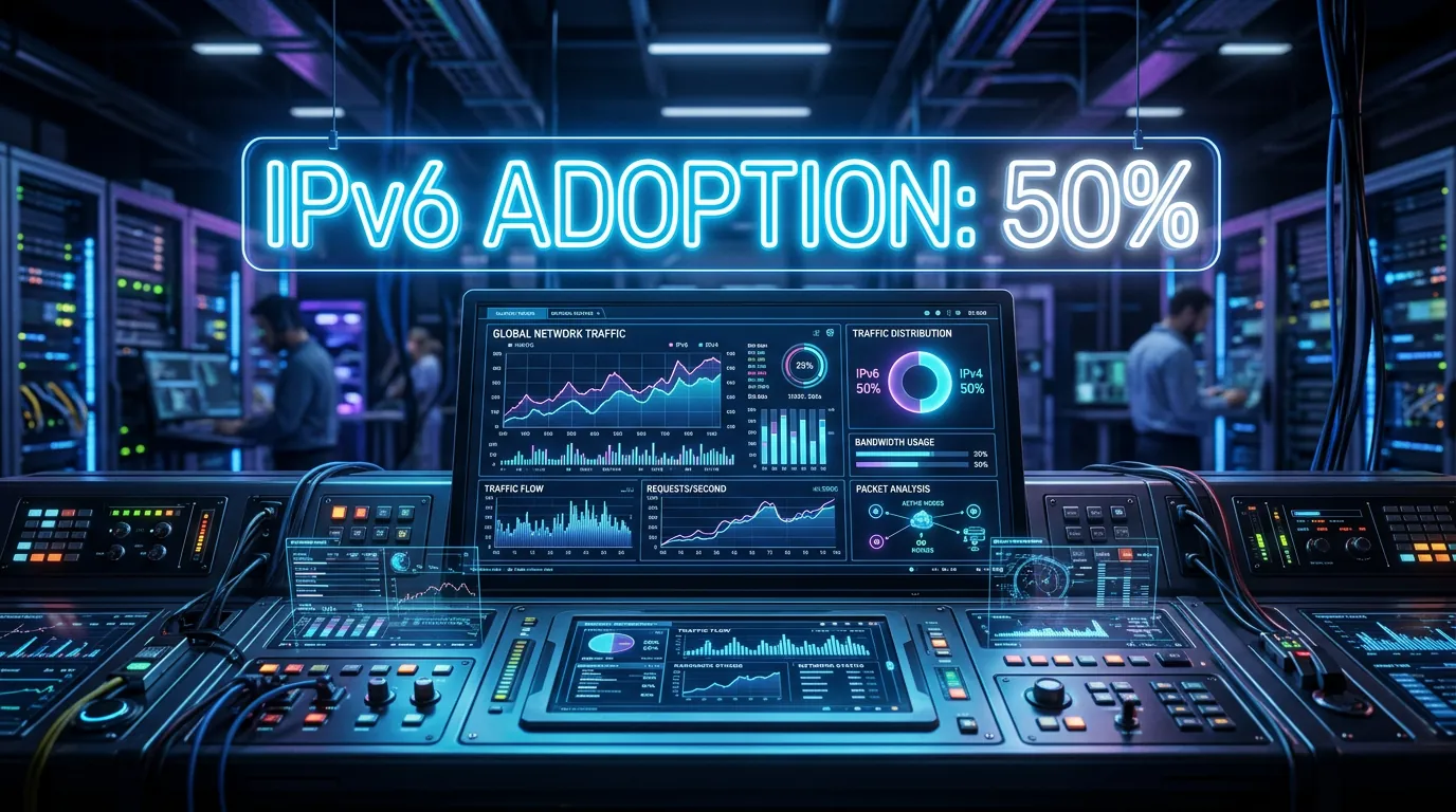 Painel de controle mostrando adoção do IPv6