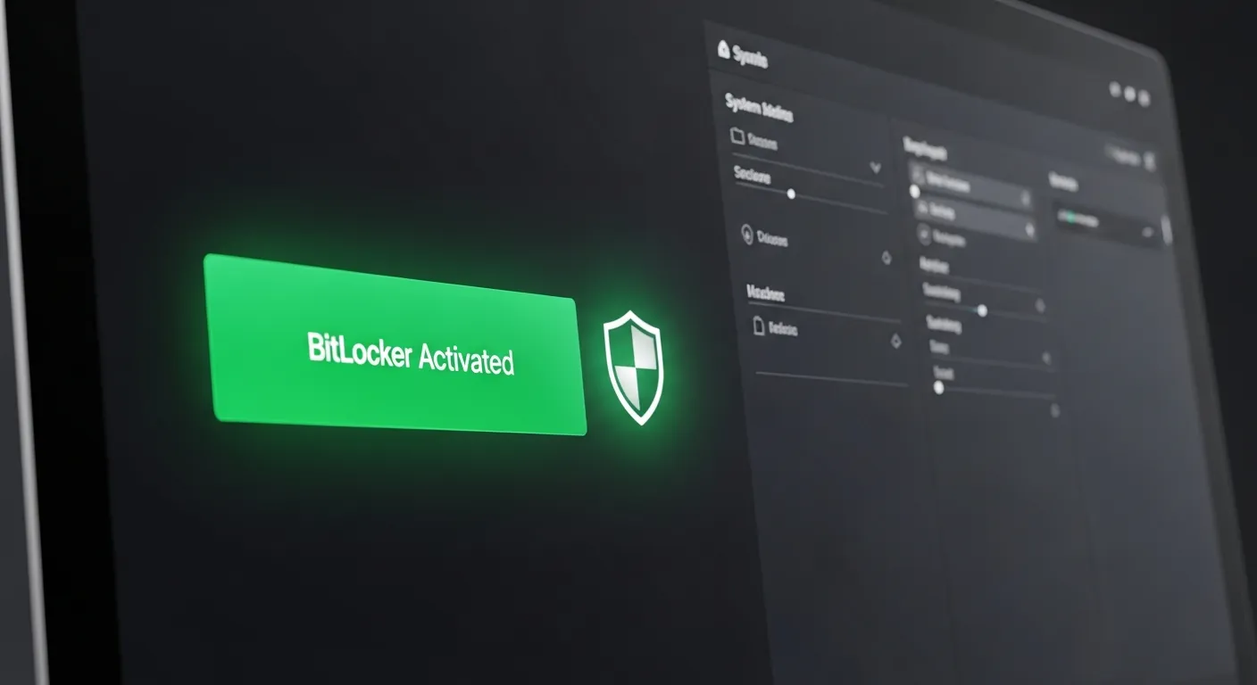 Painel de controle mostrando BitLocker ativado