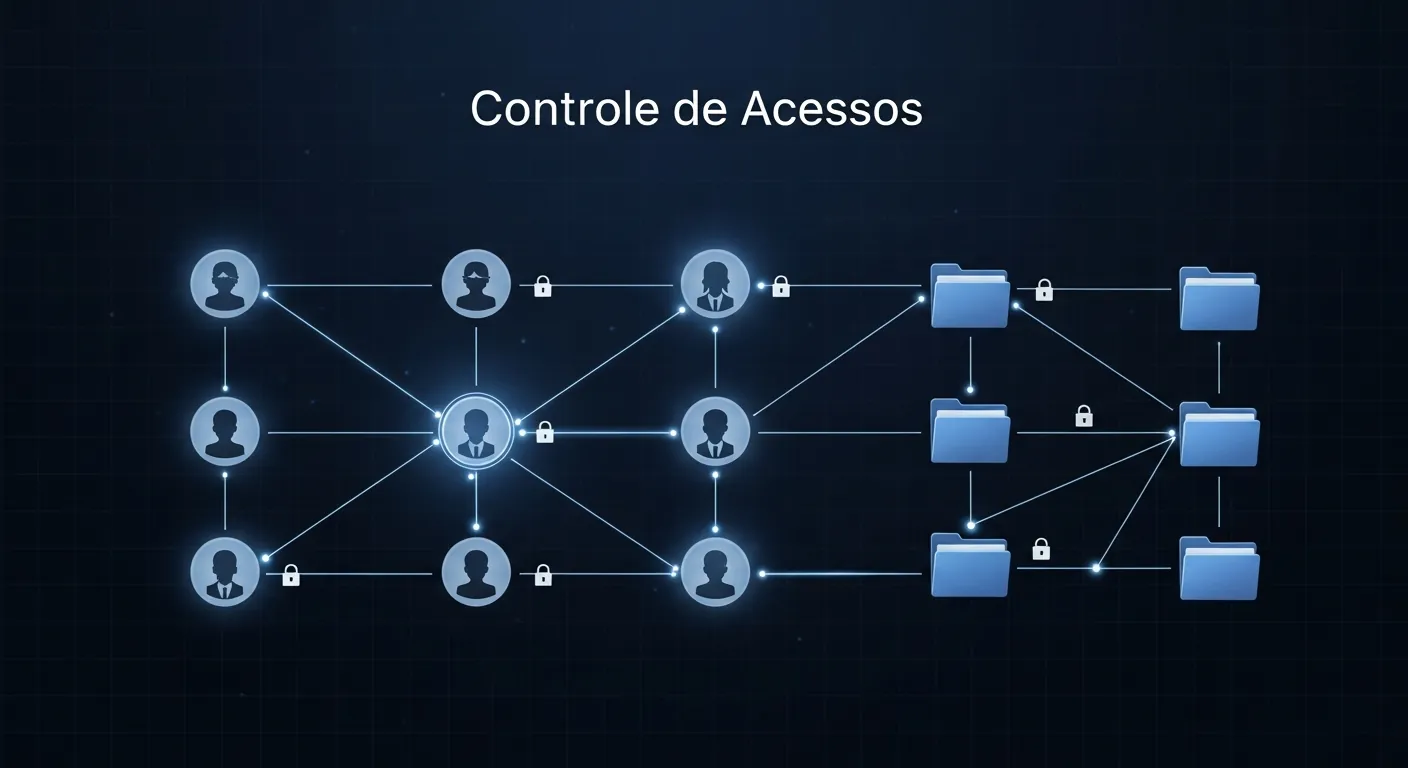 Organograma digital mostrando hierarquia de acessos de usuários