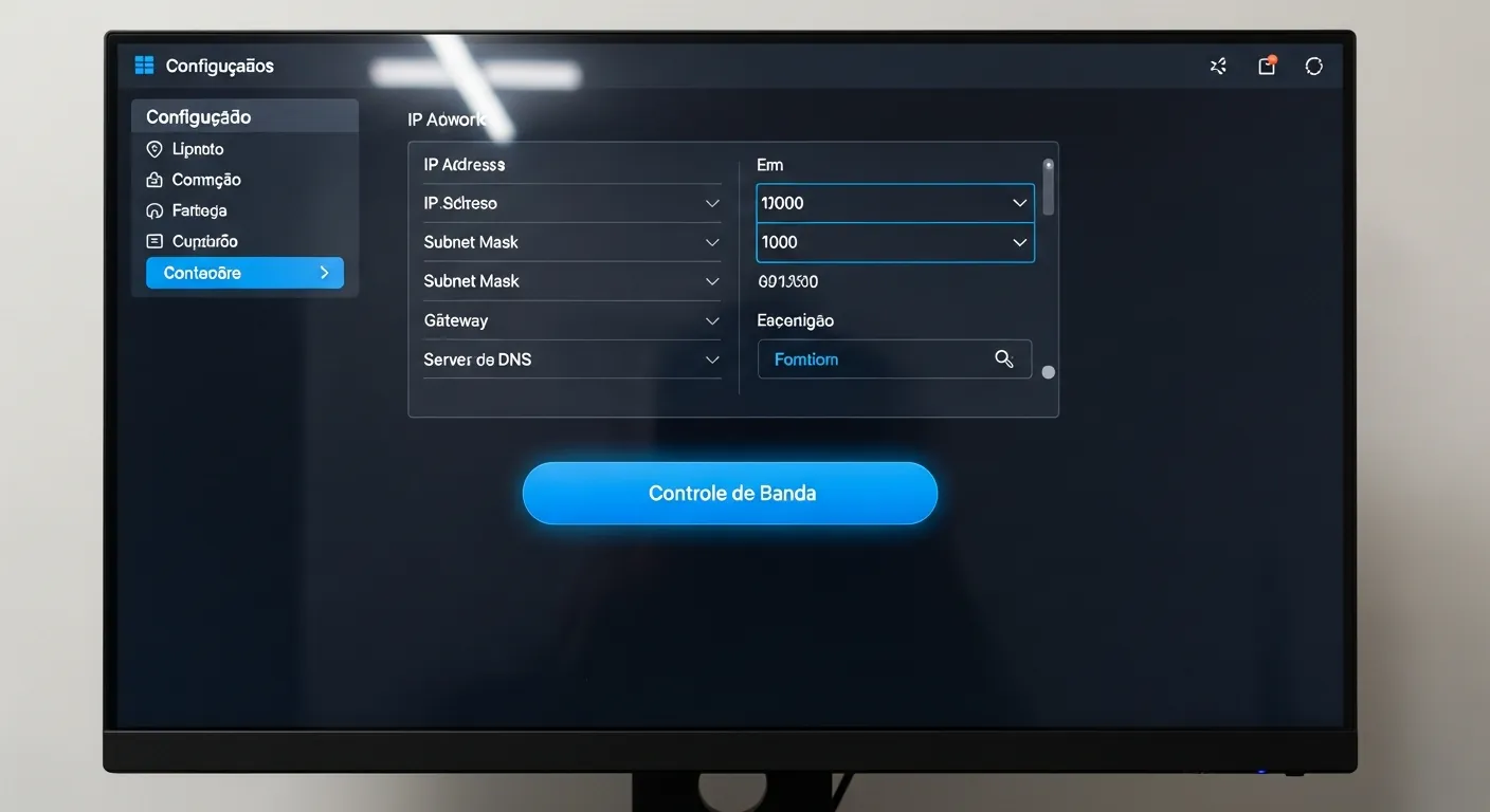 Painel de controle de banda do roteador