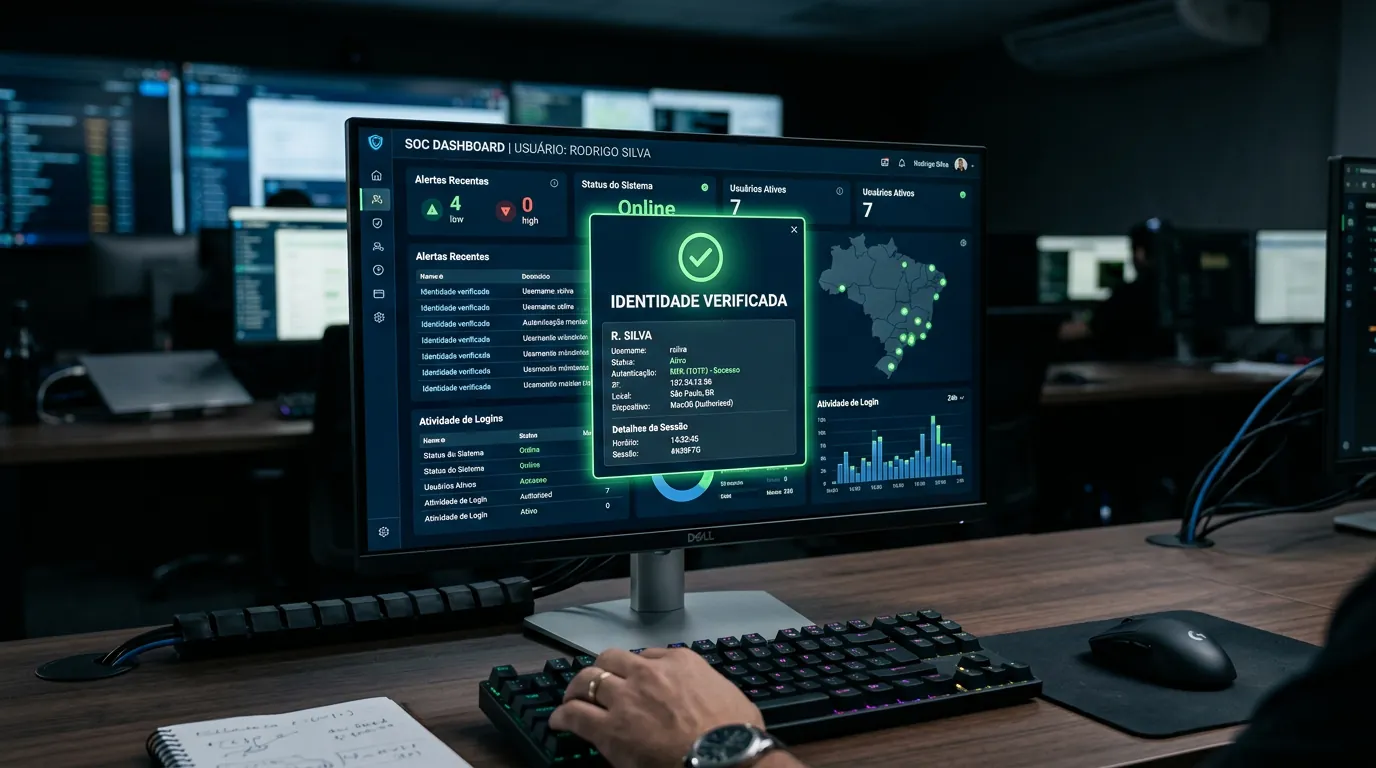 Painel de controle de segurança Zero Trust com verificação de identidade