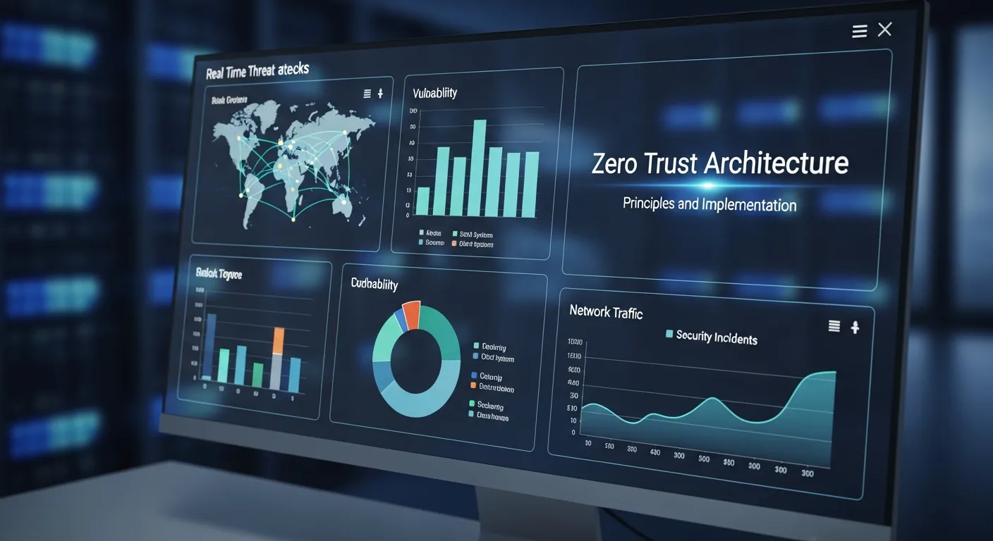 Monitor mostrando painel de segurança Zero Trust