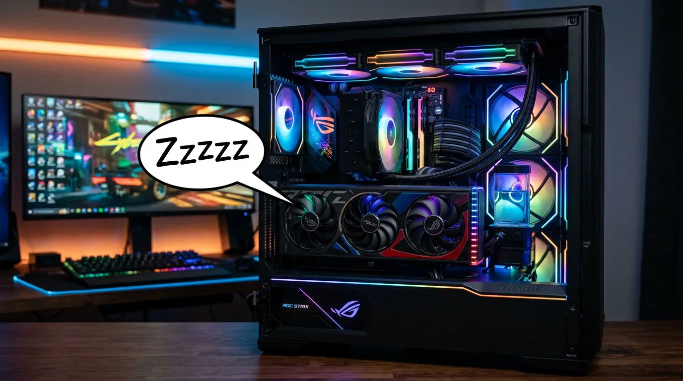 PC gamer com foco interno em componentes geradores de ruído