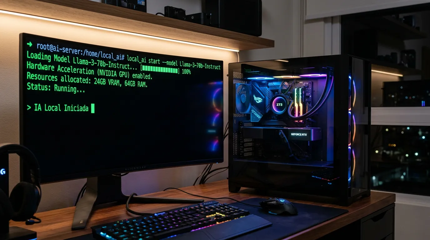 Computador rodando inteligência artificial localmente