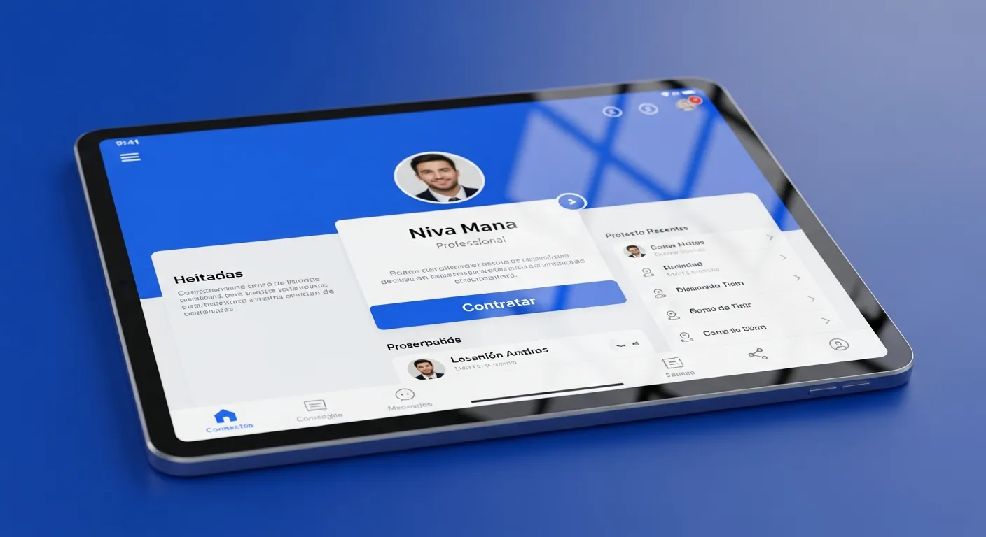 Perfil de rede social com botão Contratar