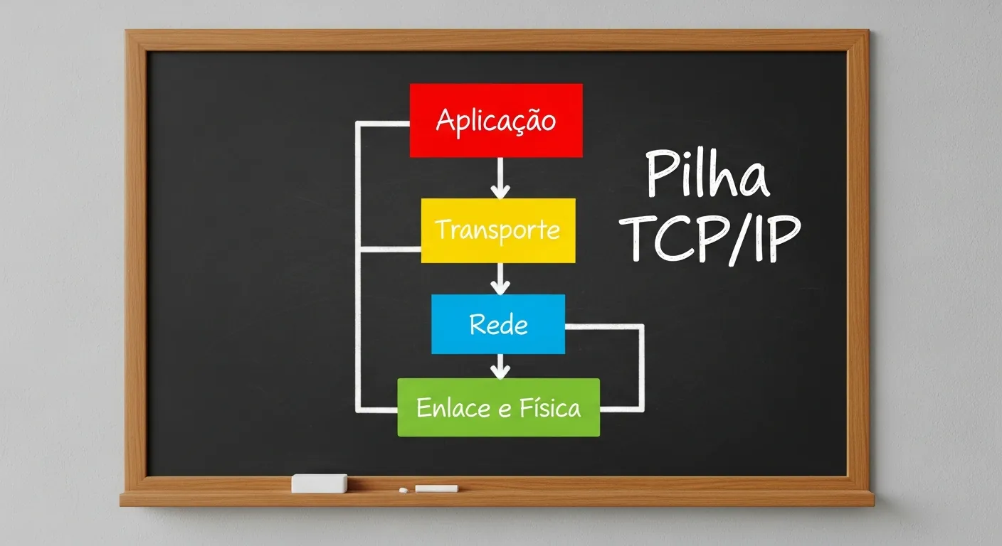 Diagrama das 4 camadas da pilha TCP/IP