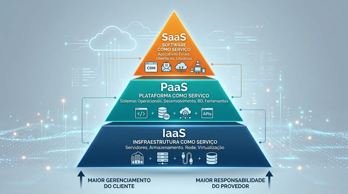 Diagrama dos modelos de serviço em nuvem IaaS PaaS e SaaS