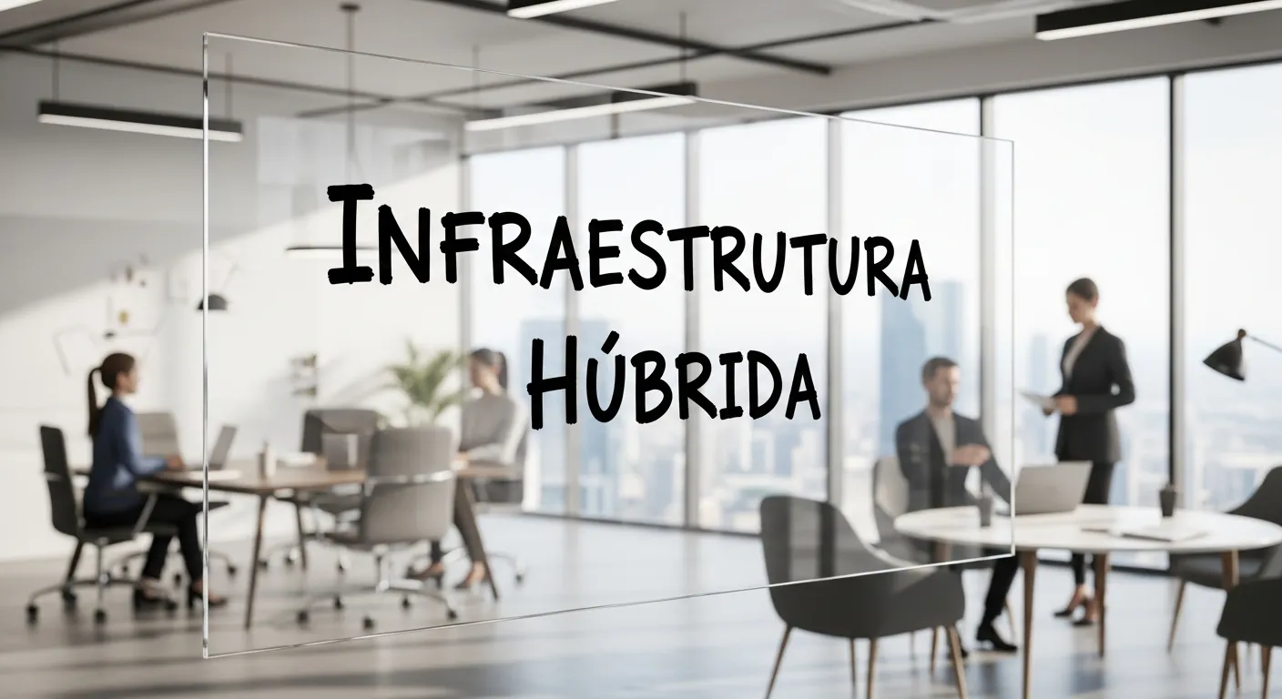 Lousa com planejamento de rede corporativa híbrida