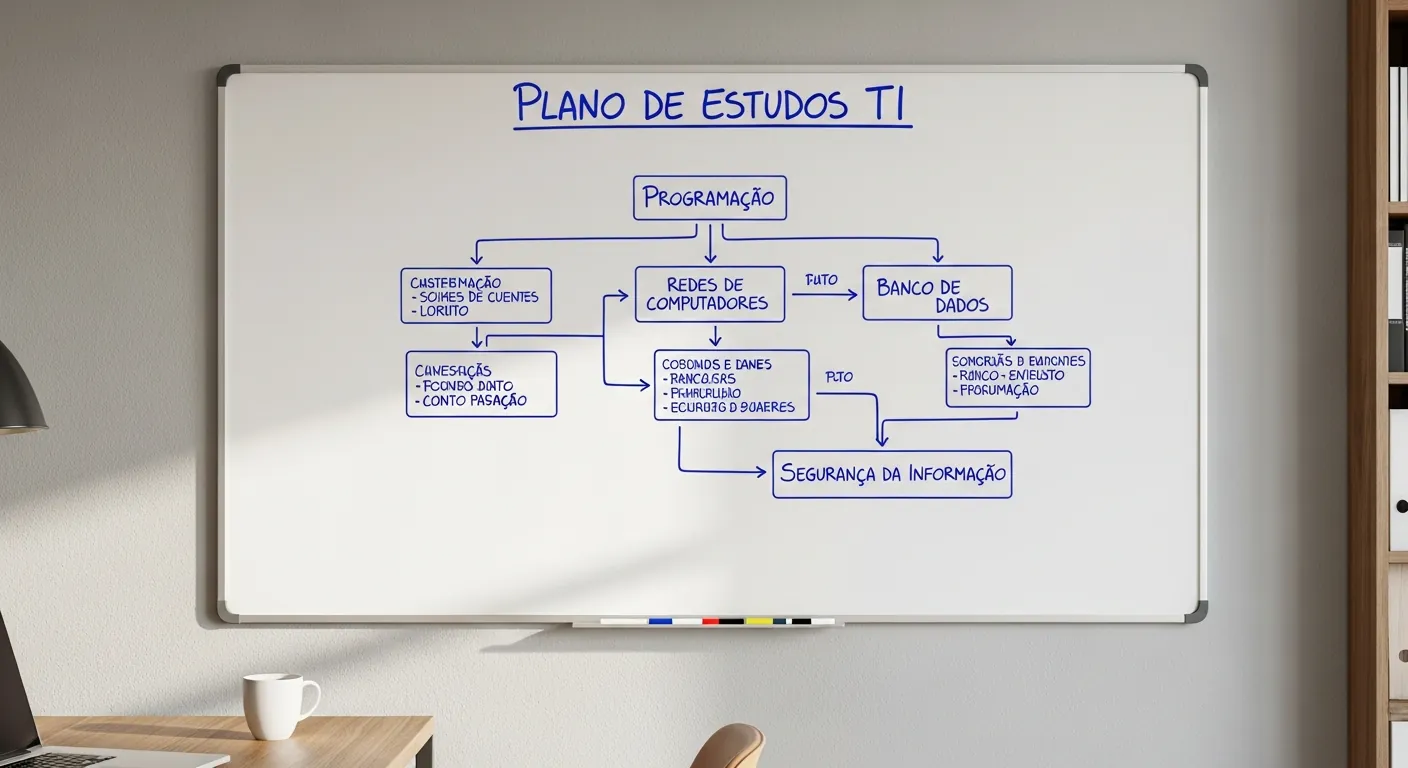Lousa com plano de estudos de tecnologia