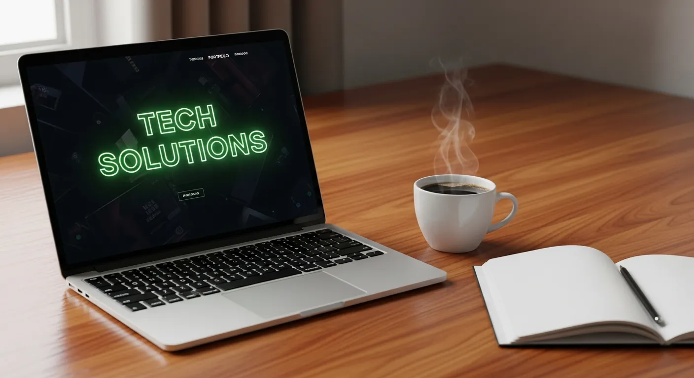 Portfólio de desenvolvedor freelancer na tela de um notebook