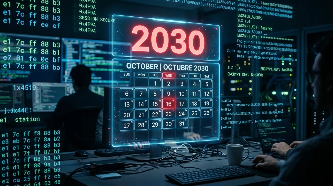 Calendário marcando o ano 2030 para migração quântica