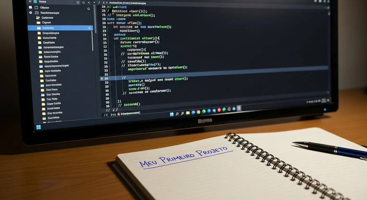 Tela de computador com codigo e anotacoes