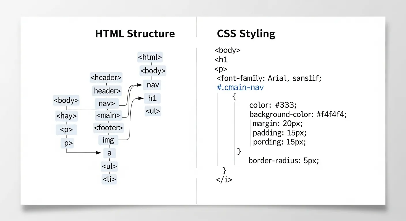 Alt Text: Estrutura HTML e CSS para iniciantes