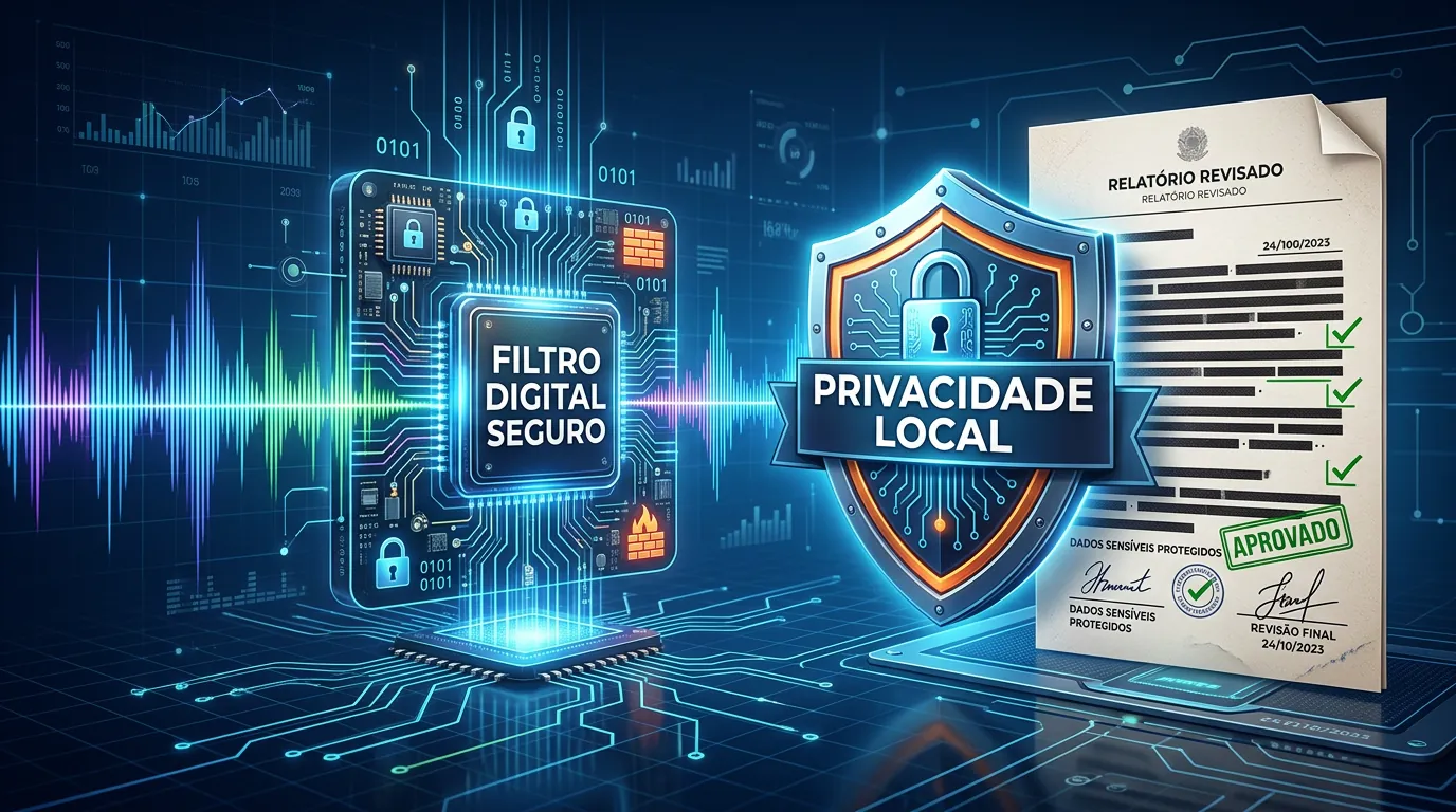 Segurança e revisão humana na transcrição por inteligência artificial