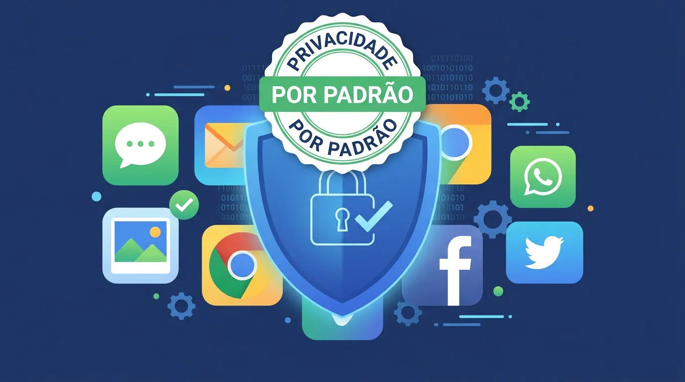 Escudo de proteção digital representando a segurança por padrão exigida pela Lei 15.211