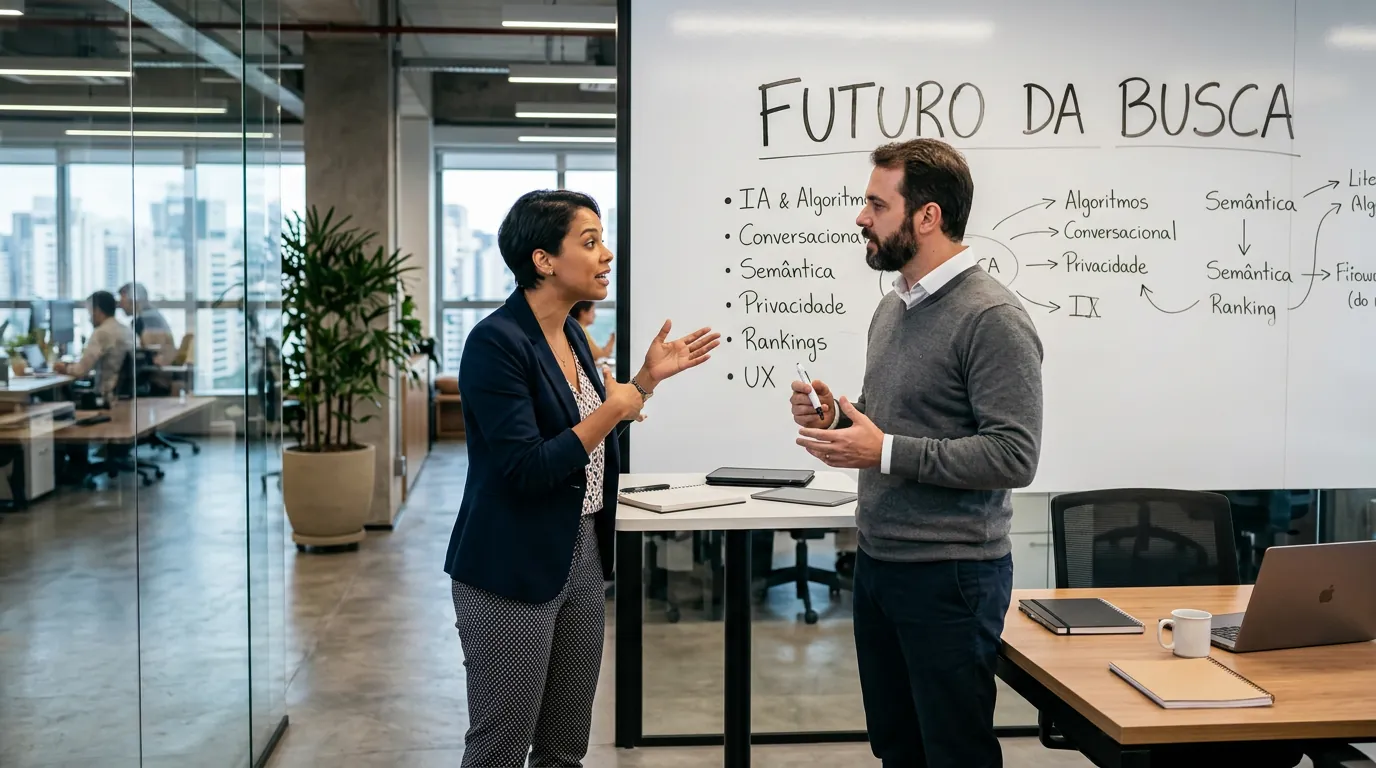 Profissionais de marketing discutindo o futuro das buscas