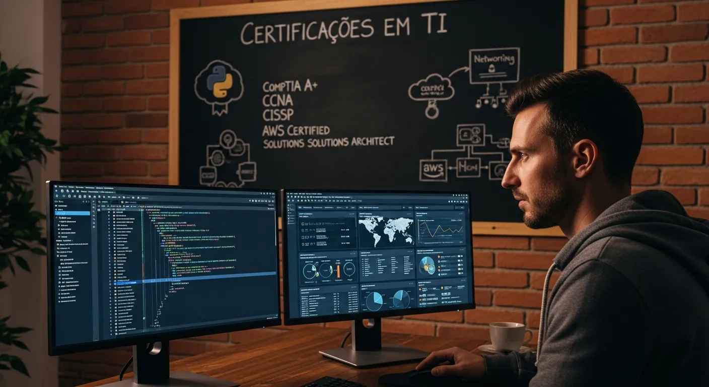 Profissional de cibersegurança estudando para certificações