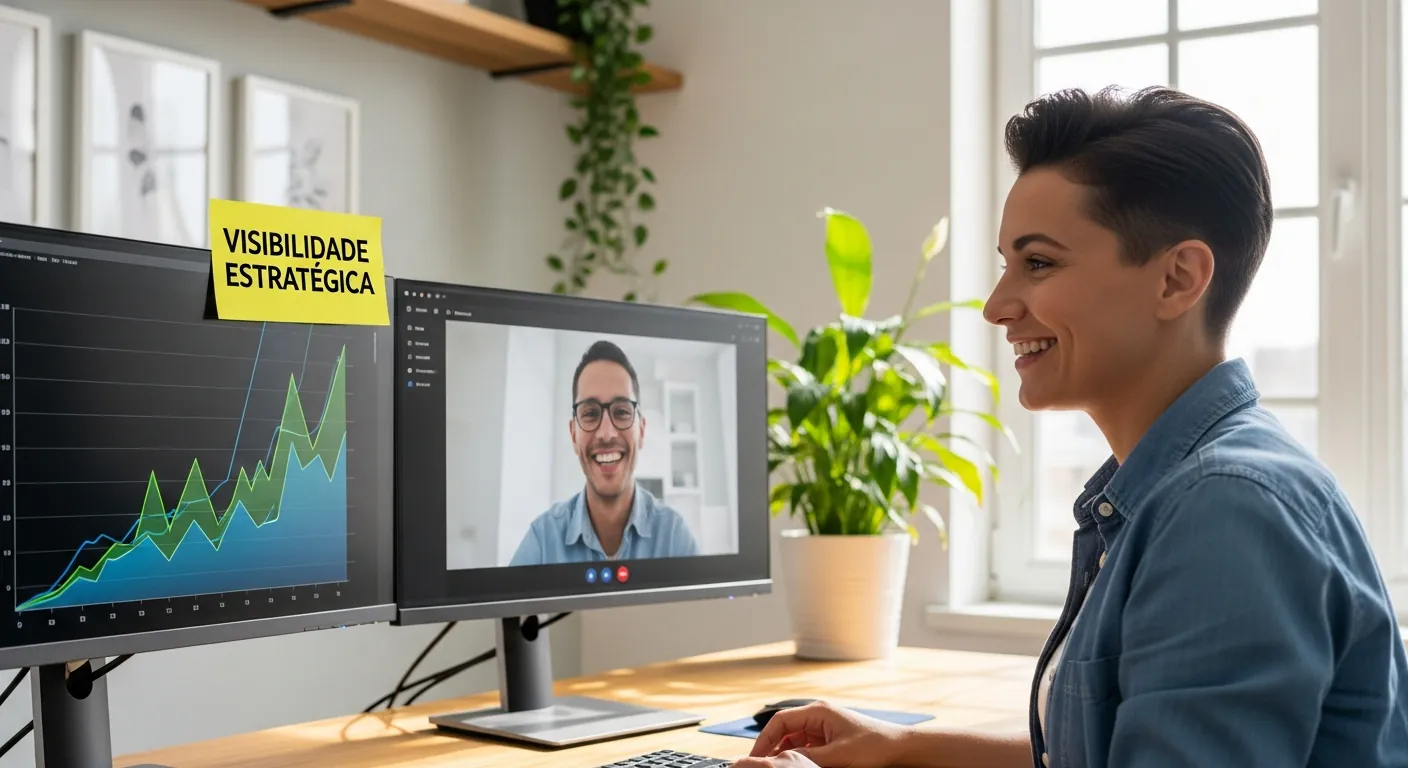 Profissional em videochamada no home office