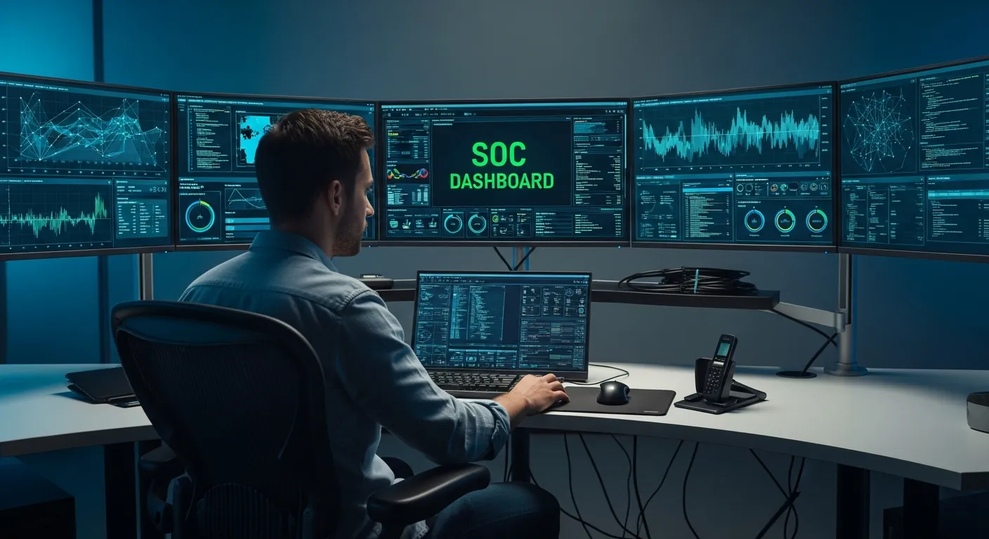Profissional trabalhando em SOC Dashboard