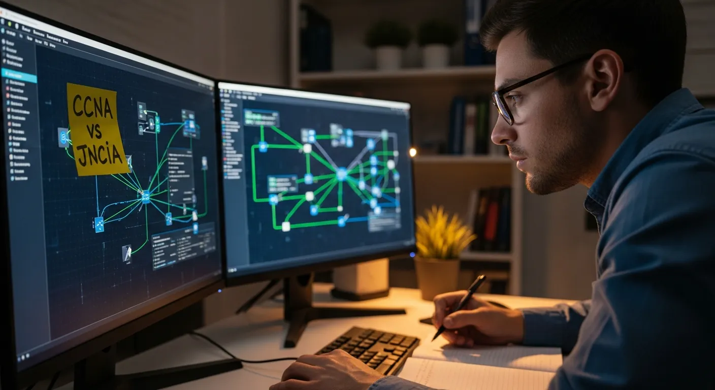 Profissional de TI estudando para certificacoes de redes