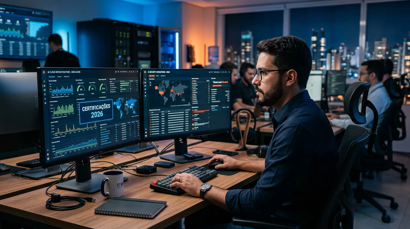 Profissional de TI analisando certificações de 2026