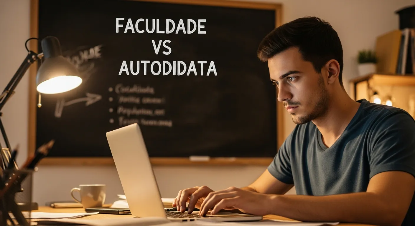Jovem estudando programacao