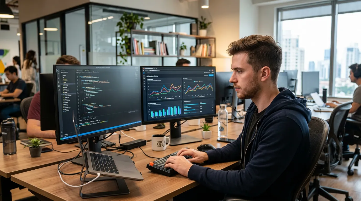 Jovem programador buscando o primeiro emprego em TI