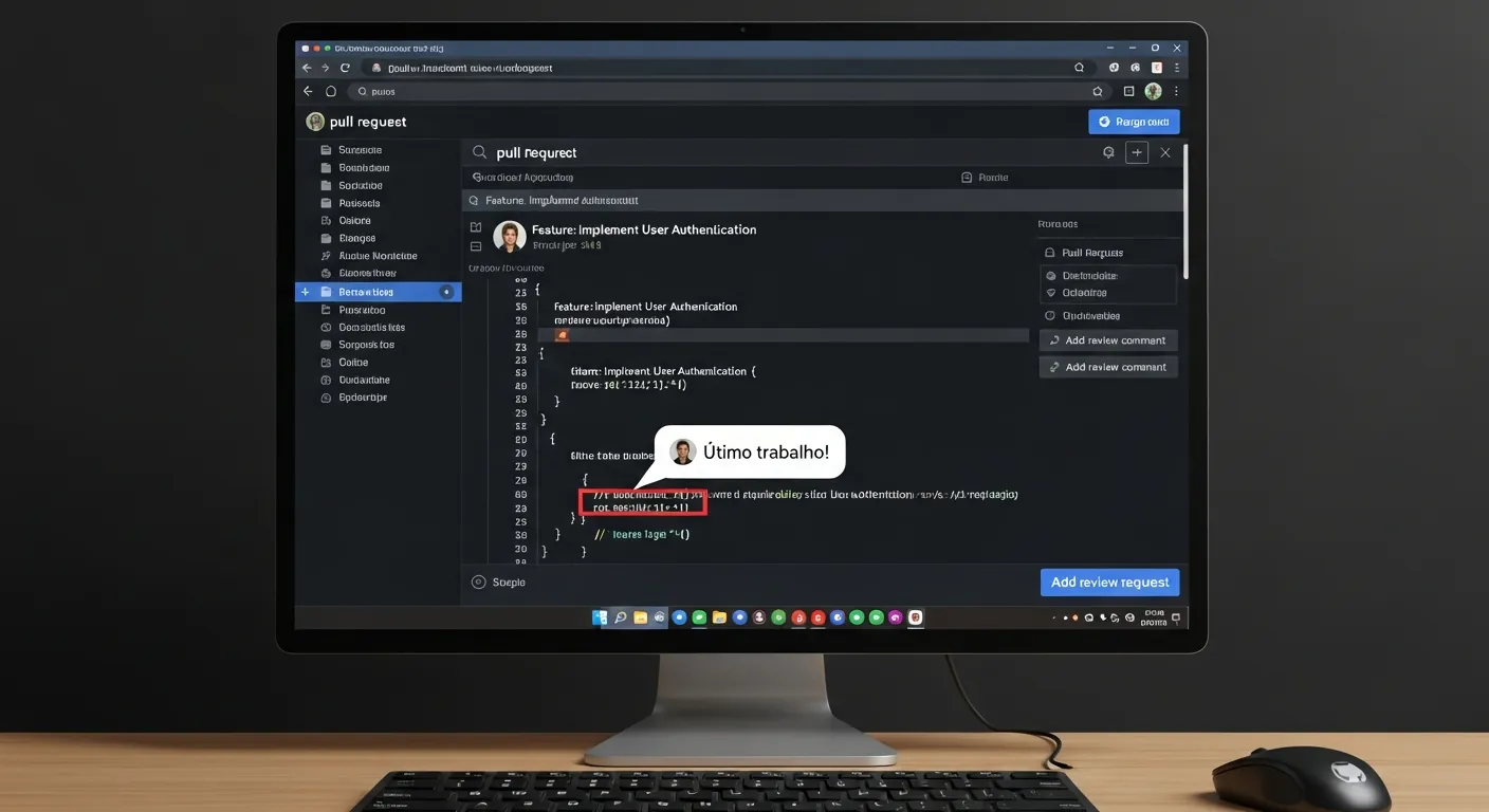 Tela de pull request com comentário de feedback construtivo