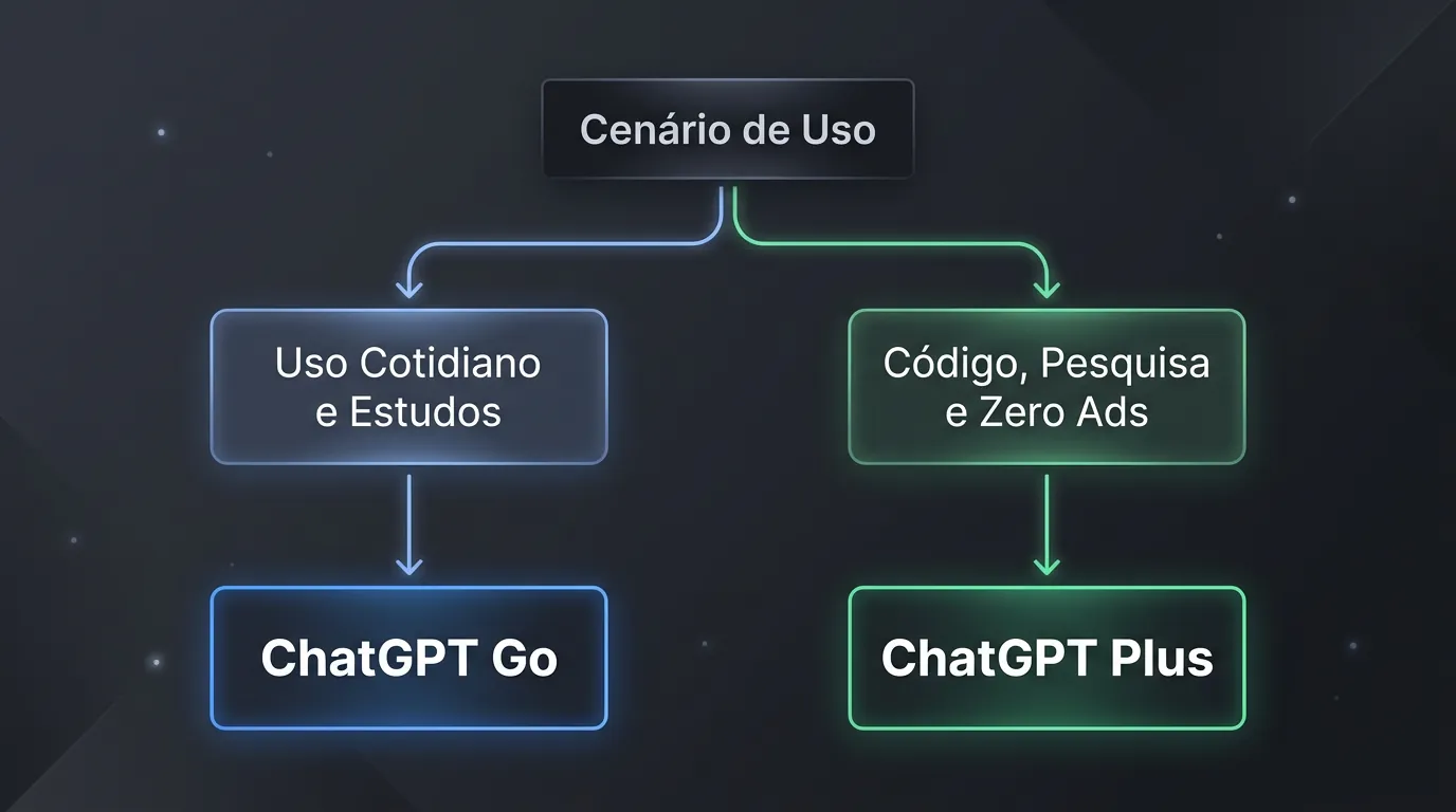 Guia rápido de decisão entre ChatGPT Go e ChatGPT Plus em 2026