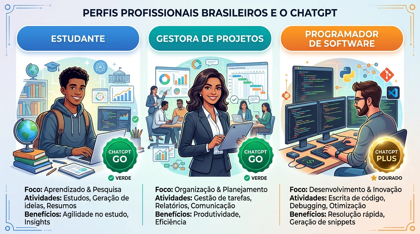 Perfis de usuários recomendados para o ChatGPT Go e para o ChatGPT Plus em 2026