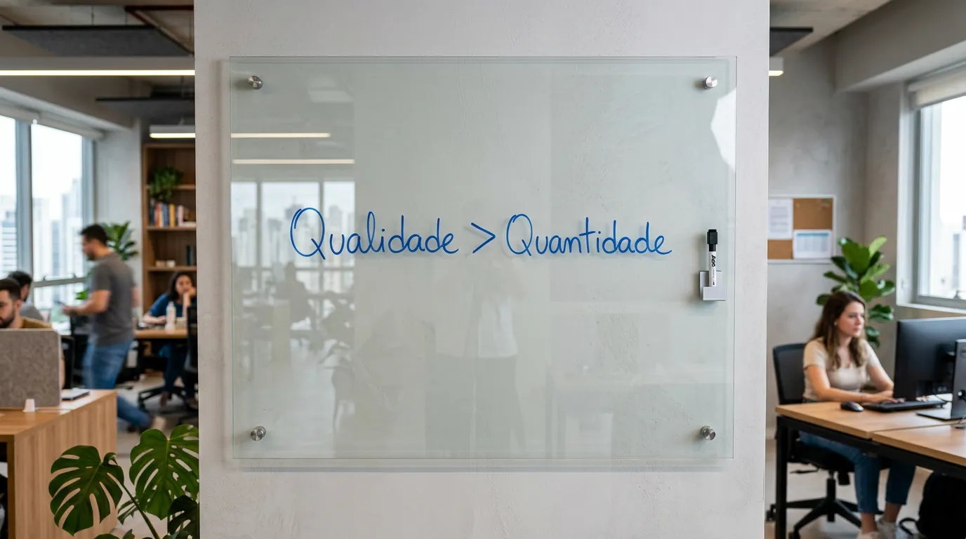 Lousa com estratégia de portfólio tech