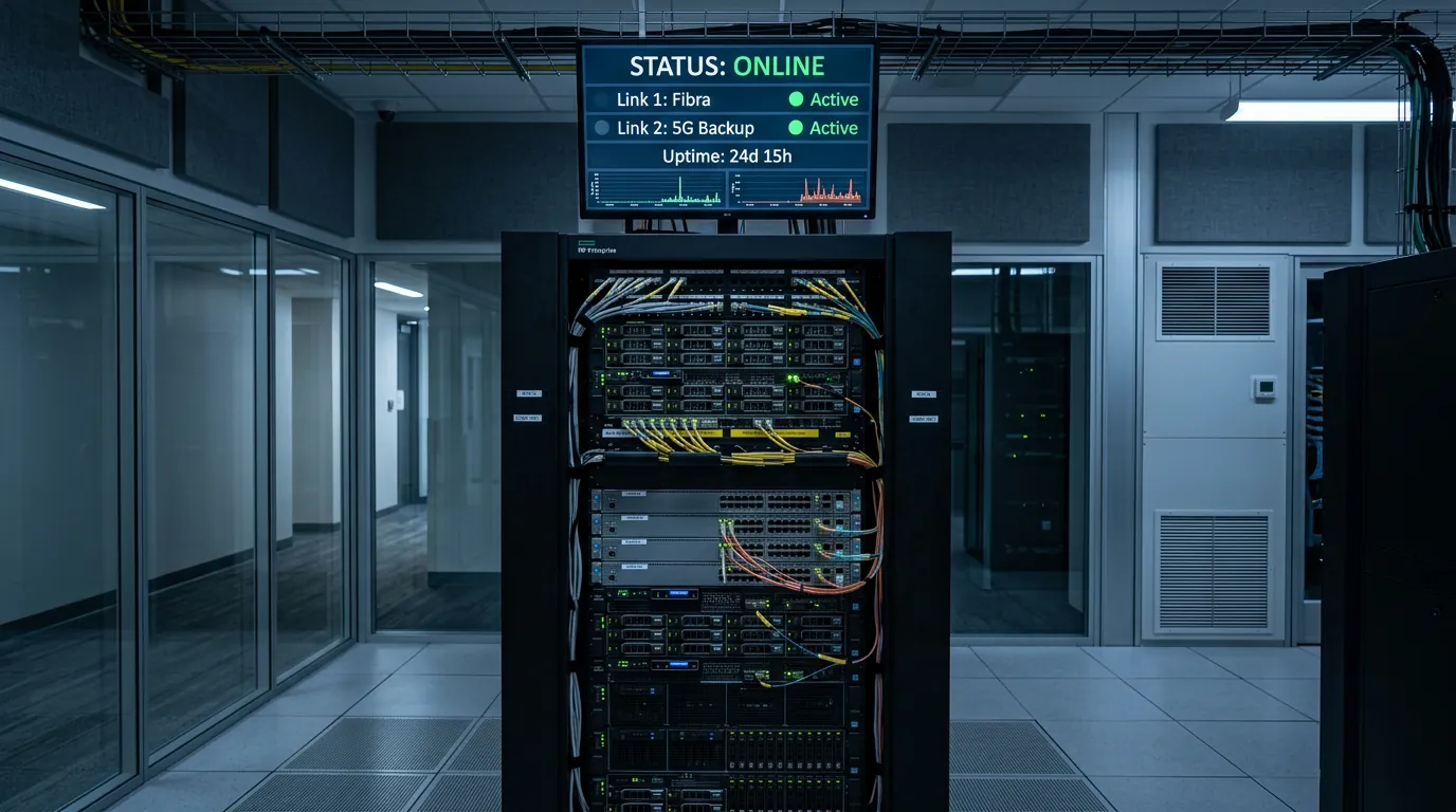 Monitoramento de rede corporativa com fibra e 5G