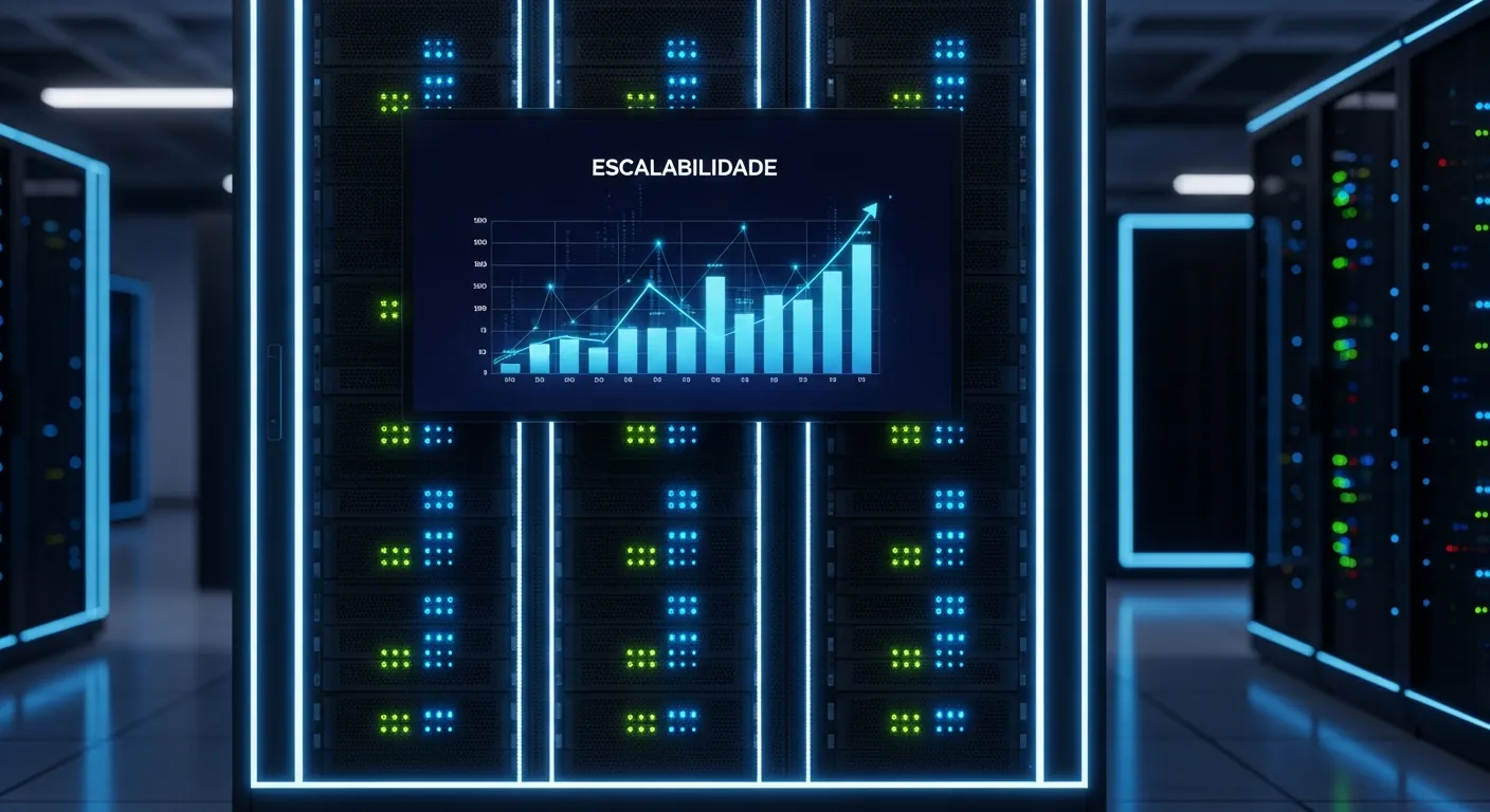 Rack de servidores corporativos para escalabilidade de rede
