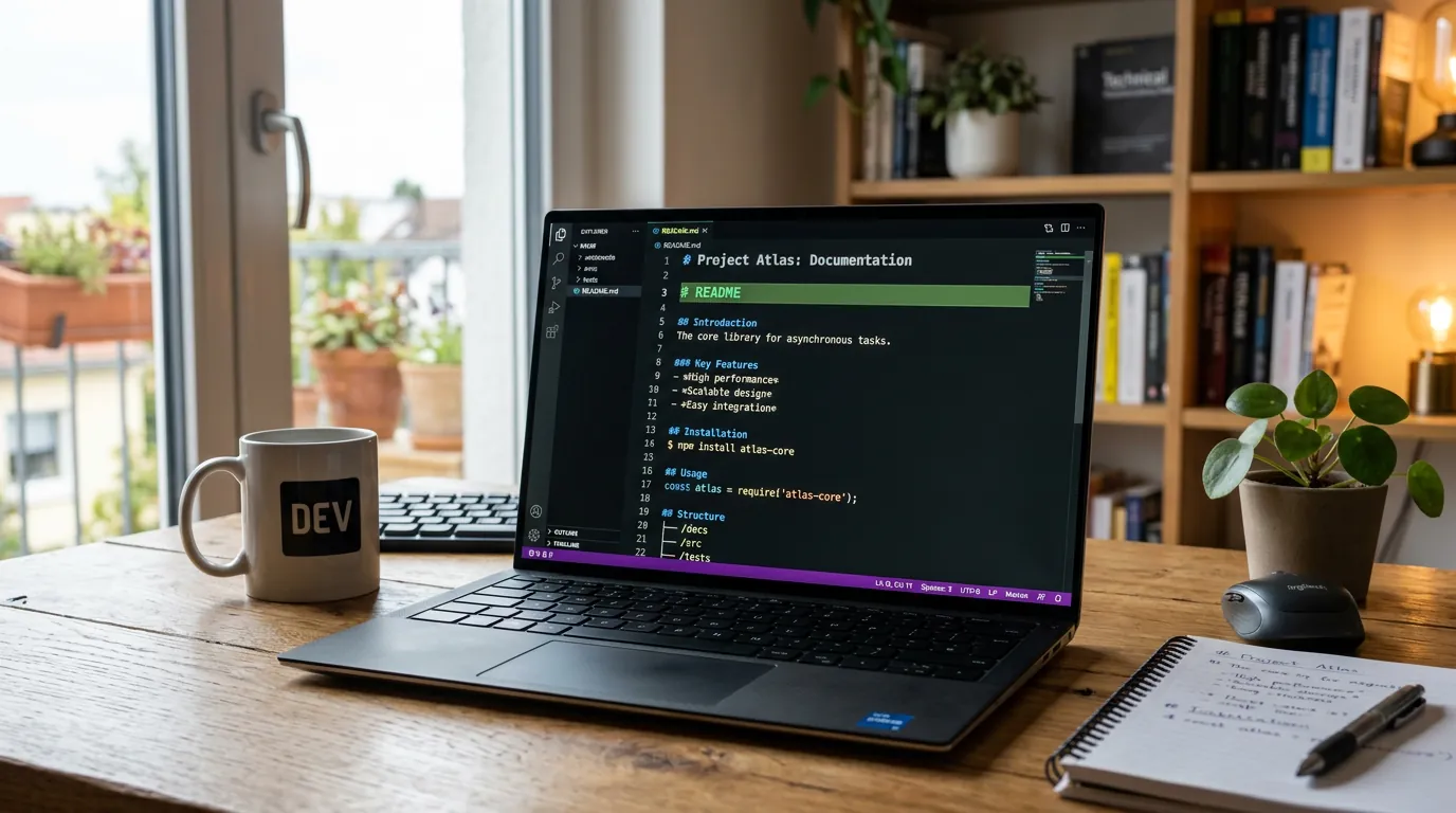 Estrutura de um README em tela de computador