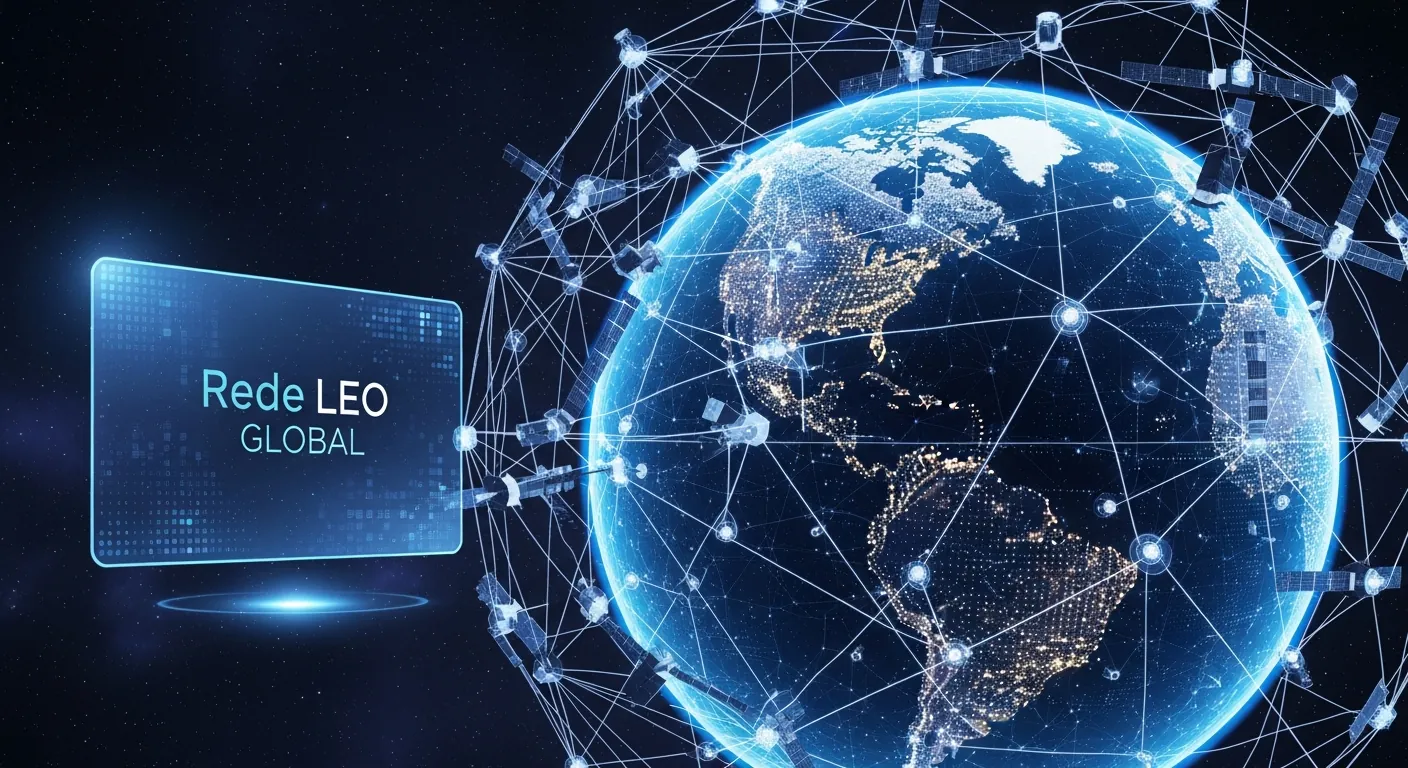Diagrama de satelites de orbita baixa Starlink conectados por laser